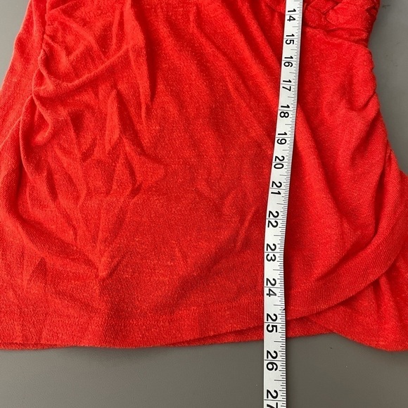 Anthropologie C. Keer Red Knit Top – Crisscross V-Neck, Cap Sleeves – Small Peti - Picture 9 of 12